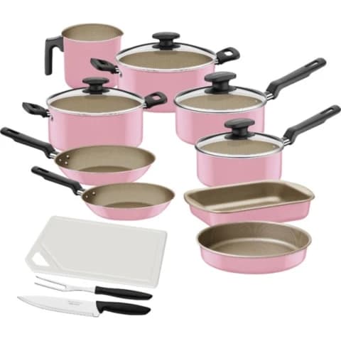 Juego Tramontina de Ollas 12 Piezas New Turquía ROSA 27899/513